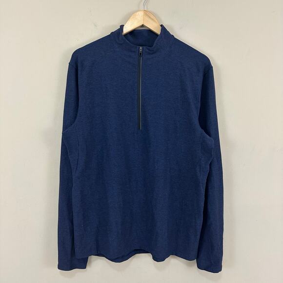 Lululemon Navy‎ Blue Jersey Half Zip Pocket Mens L EUC - Picture 1 of 10